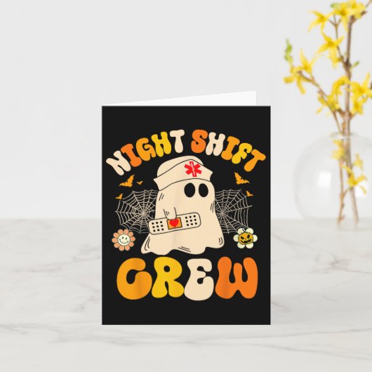 Night Shift Crew Ghost Halloween Nurse Funny Karte (Gelbe Blume)