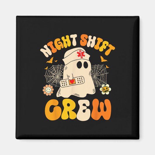 Night Shift Crew Ghost Halloween Nurse Funny Magnet (Vorne)
