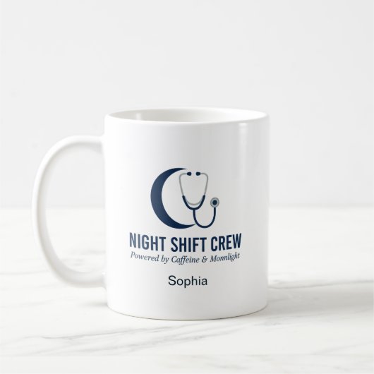 Night Shift Crew Nurse Stethoscope Moon Custom Kaffeetasse (Links)