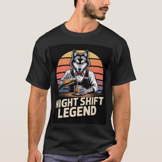 Night Shift Legend Wolf Bartender Shirt (Vorderseite)