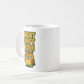 Night Shift Mode Sleepy Droopy Owl Cartoon Humor Kaffeetasse (Vorderseite Links)