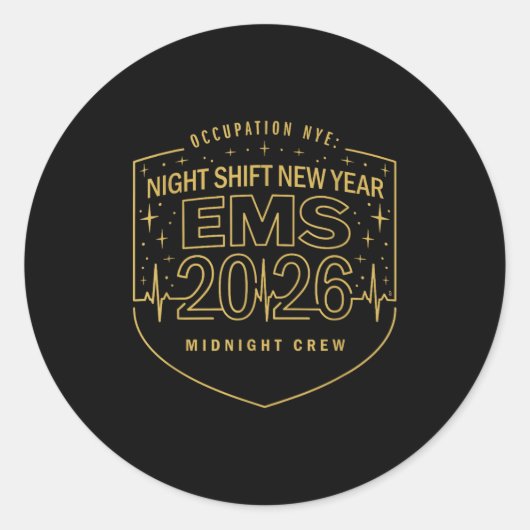 Night Shift New Year Ems 2026 Midnight Crew  Runder Aufkleber (Vorderseite)