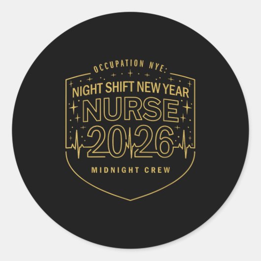 Night Shift New Year Nurse 2026 Midnight Crew Badg Runder Aufkleber (Vorderseite)