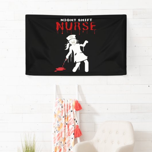 Night Shift Nurse Funny Halloween Klassischer T - Banner (Insitu)