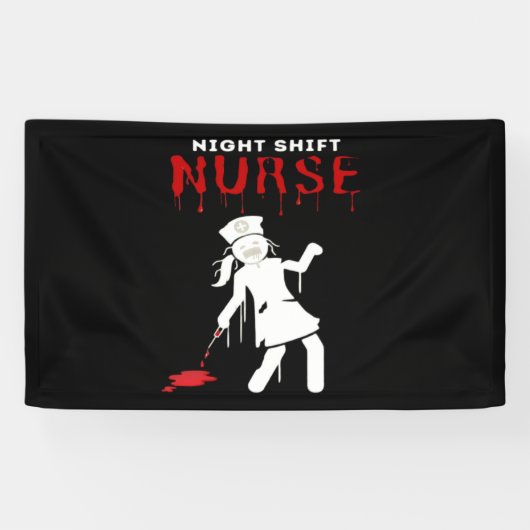 Night Shift Nurse Funny Halloween Klassischer T - Banner (Horizontal)