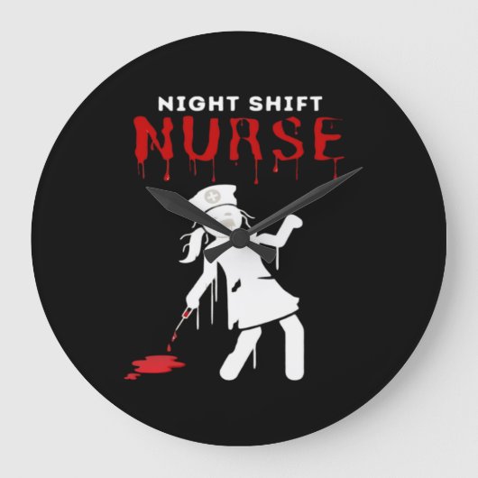 Night Shift Nurse Funny Halloween Klassischer T - Große Wanduhr (Vorderseite)