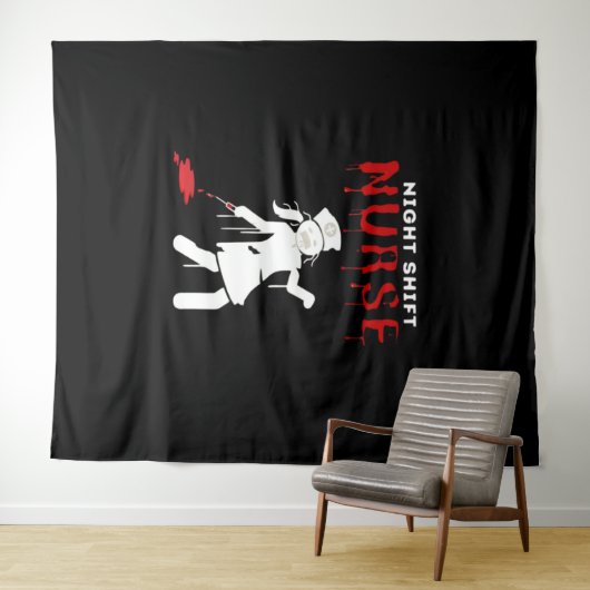 Night Shift Nurse Funny Halloween Klassischer T - Wandteppich (Beispiel (Horizontal))