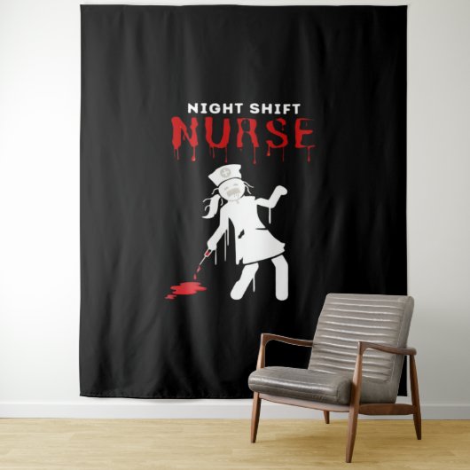 Night Shift Nurse Funny Halloween Klassischer T -  Wandteppich (Beispiel)