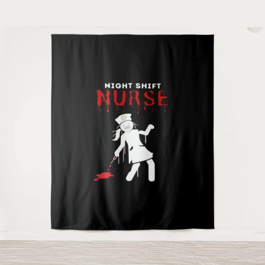 Night Shift Nurse Funny Halloween Klassischer T -  Wandteppich (Vorderseite)