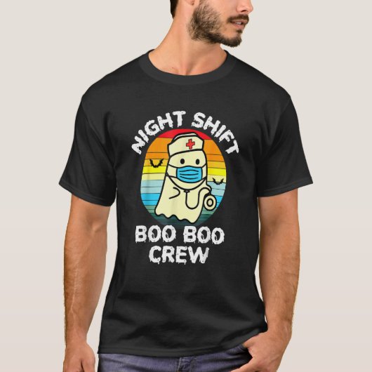 Night Shift Nurse Ghost Boo Boo Crew  Halloween T-Shirt (Vorderseite)