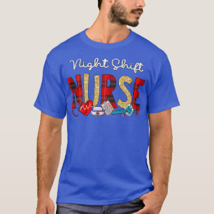 Night Shift Nurse Kariert Glitzer Liebe Herzstück T-Shirt