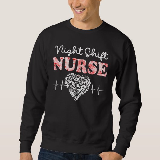 Night Shift Nurse Red Heart Liebe Stethoscope RNu Sweatshirt (Vorderseite)
