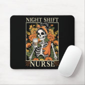 Night Shift Nurse Skeleton Halloween Rn Nurses Wom Mousepad (Mit Mouse)