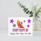 Night Shift RT MOON Stick Man Postkarte (Stehend Vorderseite)