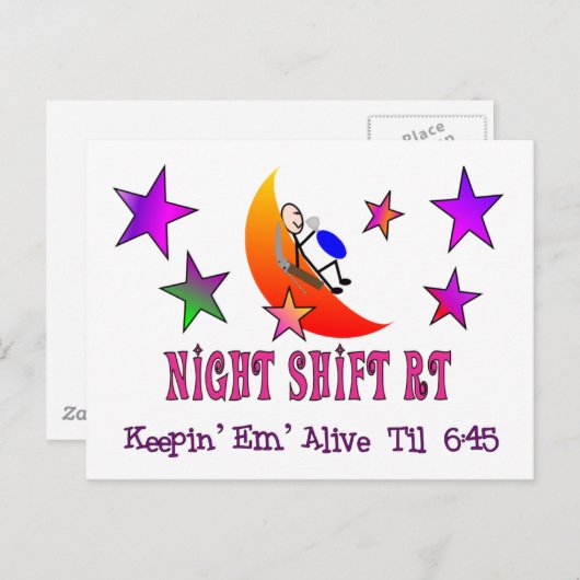 Night Shift RT MOON Stick Man Postkarte (Vorne/Hinten)