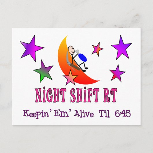 Night Shift RT MOON Stick Man Postkarte (Vorderseite)