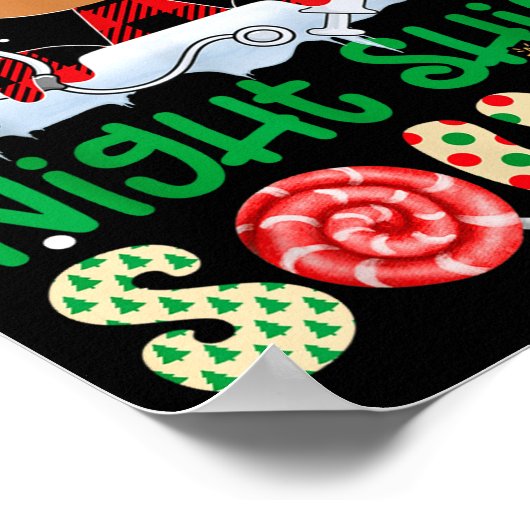 Night Shift Squad Nurse Reindeer Buffalo Red Plaid Poster (Ecke)