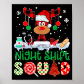 Night Shift Squad Nurse Reindeer Buffalo Red Plaid Poster (Vorne)