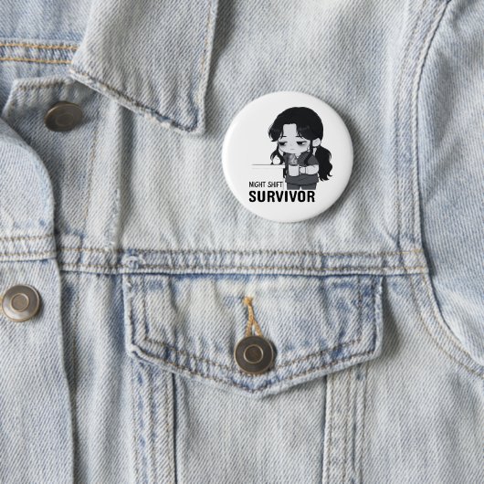 Night Shift Survivor Relatable Chibi Nurse Illustr Button (Beispiel)