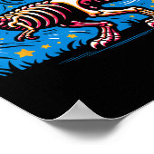 Night Skeleton Dinosaur T Rex Boys Kids Poster (Ecke)