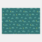 Night Sky Aquamarin grünes Wrapping Paper Trio Bun Geschenkpapier Set (Vorderseite 2)
