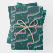 Night Sky Aquamarin grünes Wrapping Paper Trio Bun Geschenkpapier Set (Beispiel)
