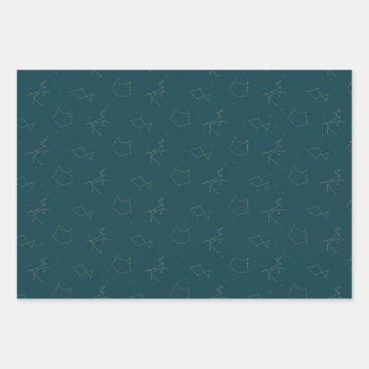 Night Sky Aquamarin grünes Wrapping Paper Trio Bun Geschenkpapier Set (Vorderseite 3)