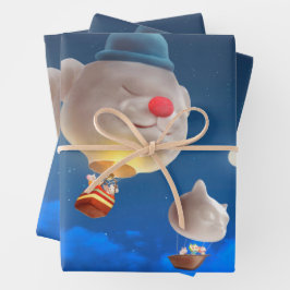 Night Sky Balloon Adventure Geschenkpapier Set