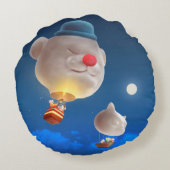 Night Sky Balloon Adventure Rundes Kissen (Rückseite)