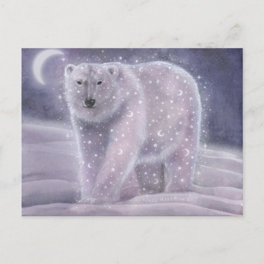 Night Sky Bear Polar Bären Fantasy Wildlife Art Co Postkarte (Vorderseite)