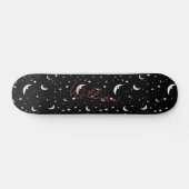 Night Sky Black Cartoon Moons Stars Pattern Skateboard (Horizontal)