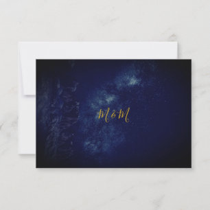 Night Sky Blue Gold Monogram UAWG RSVP Karte