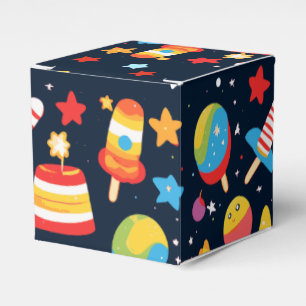Night Sky Blue mit farbenfrohen Popcles und Sterne Geschenkschachtel