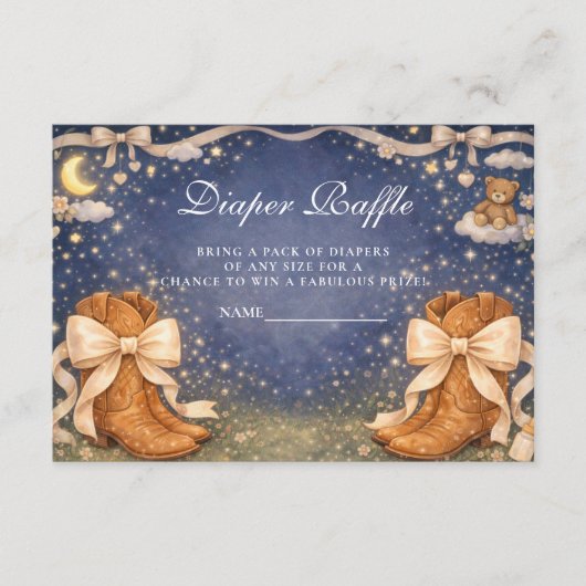 Night Sky Boots And Bows Diapper Raffle Begleitkarte (Vorderseite)