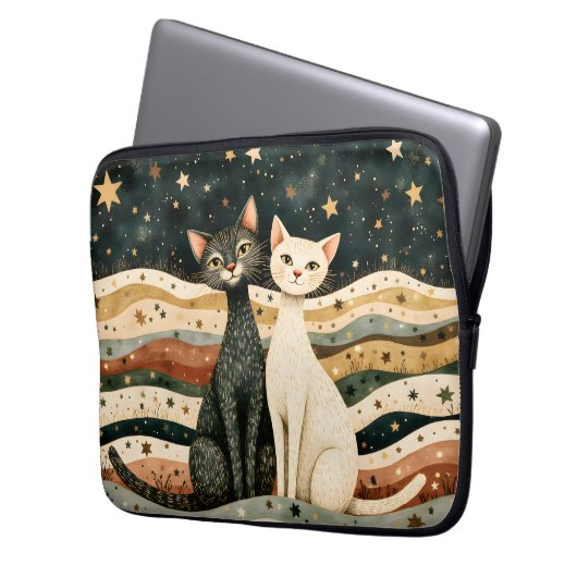 Night Sky Cats Laptopschutzhülle (Vorderseite Links)
