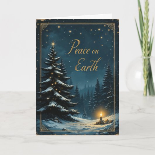 Night Sky Christmas Tree Peace on Earth Elegant  Karte (Vorderseite)