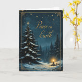 Night Sky Christmas Tree Peace on Earth Elegant  Karte (Gelbe Blume)