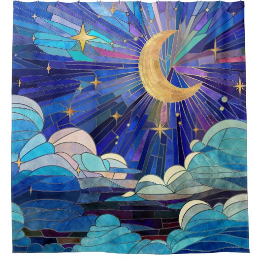 Night Sky - Digital Art Mosaik Duschvorhang (Vorderseite)