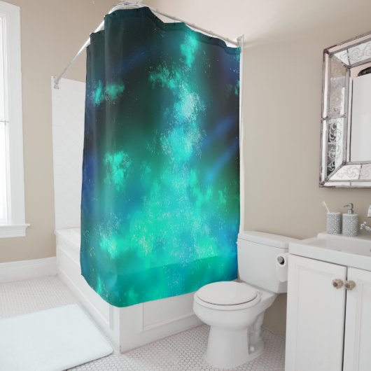 Night Sky Emerald Green Duschvorhang (Beispiel)