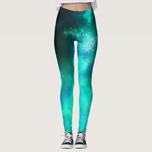 Night Sky Emerald Green Leggings (Vorderseite)