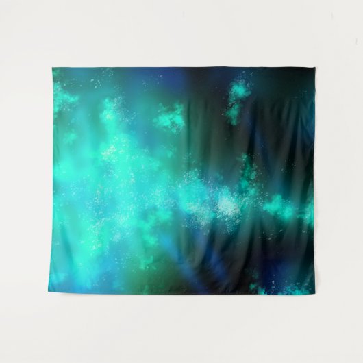 Night Sky Emerald Green Tapestry Wandteppich (Vorderseite (Horizontal))