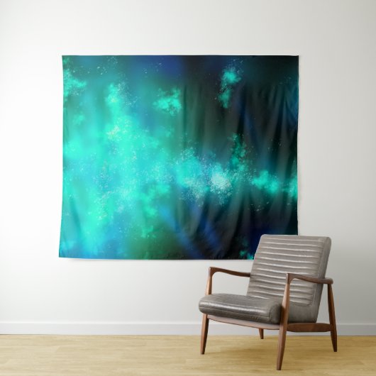 Night Sky Emerald Green Tapestry Wandteppich (Beispiel (Horizontal))