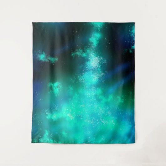 Night Sky Emerald Green Tapestry Wandteppich (Vorderseite)