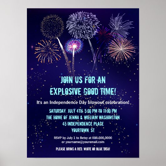 Night Sky Fireworks 4. Juli Event Poster (Vorne)