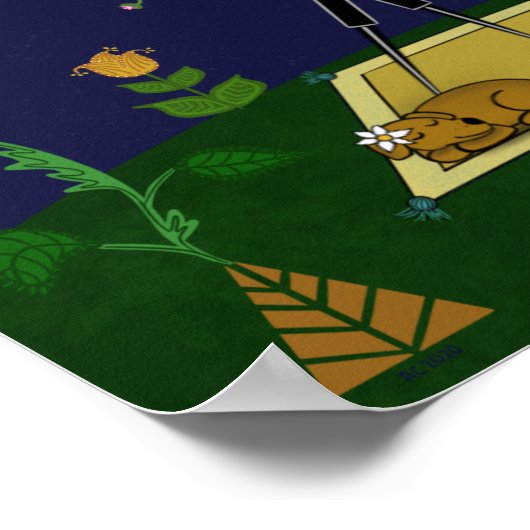 Night Sky Folk Art Poster (Ecke)