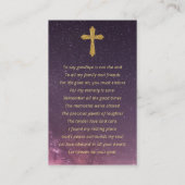 Night Sky Funeral Memorial Prayer Photo Cards Visitenkarte (Rückseite)