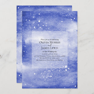 Night Sky Galaxy Blauer kosmische Hochzeit Einladung