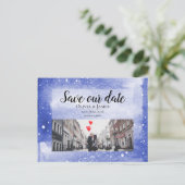 Night Sky Galaxy Blue Cosmic Save the Date Hochzei Postkarte (Stehend Vorderseite)