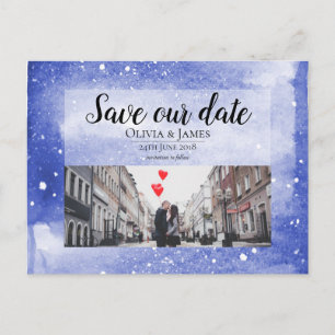 Night Sky Galaxy Blue Cosmic Save the Date Hochzei Postkarte