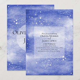 Night Sky Galaxy Blue Cosmic Wedding Einladung